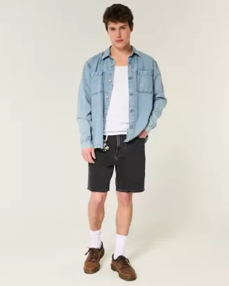 Above-the-Knee Loose Denim Shorts