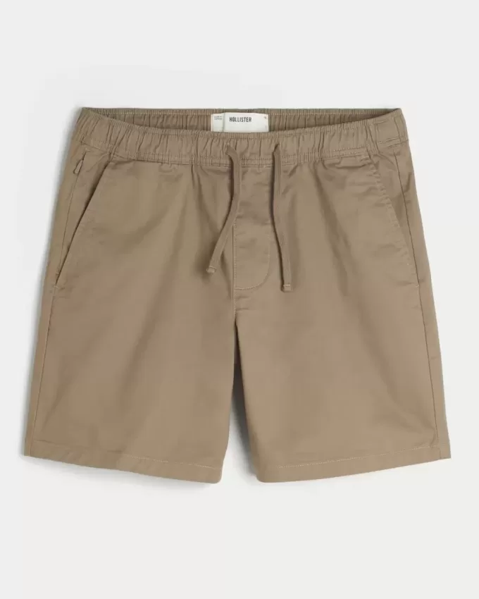 Above-the-Knee Twill Pull-On Shorts