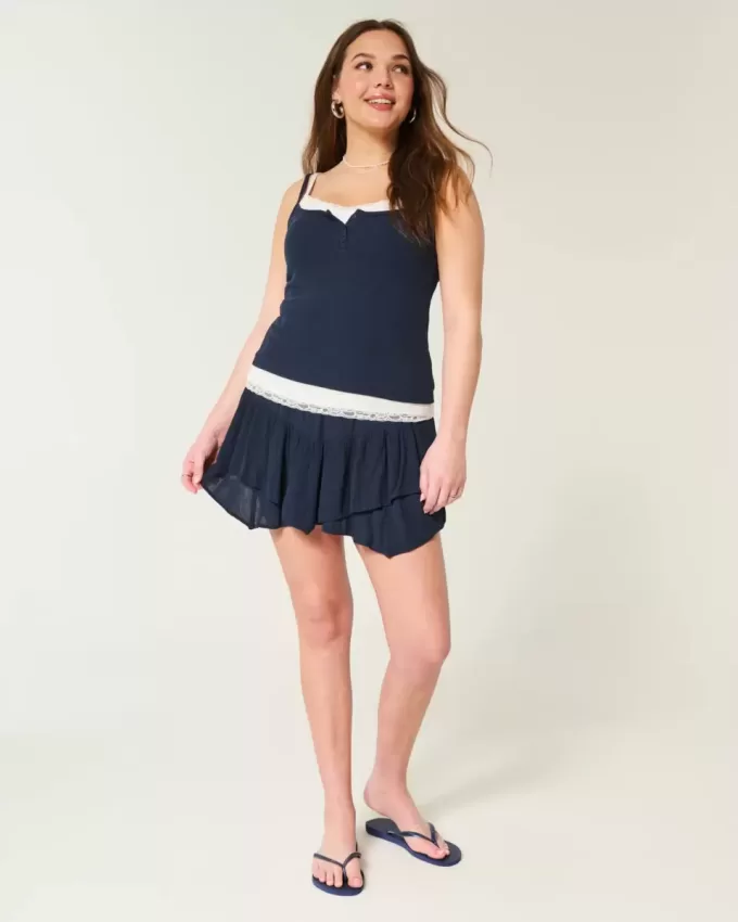 Asymmetrical Hem Tiered Mini Skort Asymmetrical Hem Tiered Mini Skort