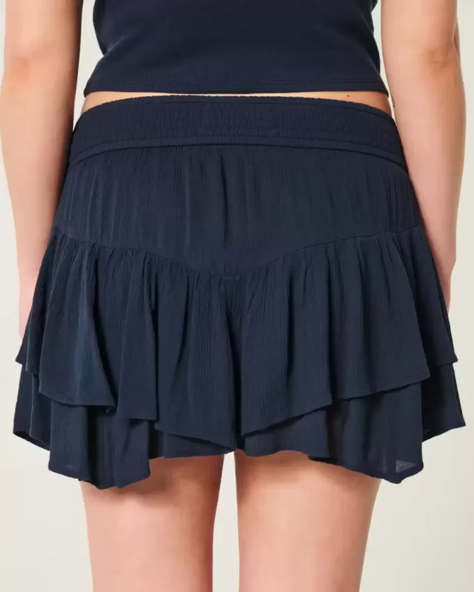 Asymmetrical Hem Tiered Mini Skort Asymmetrical Hem Tiered Mini Skort