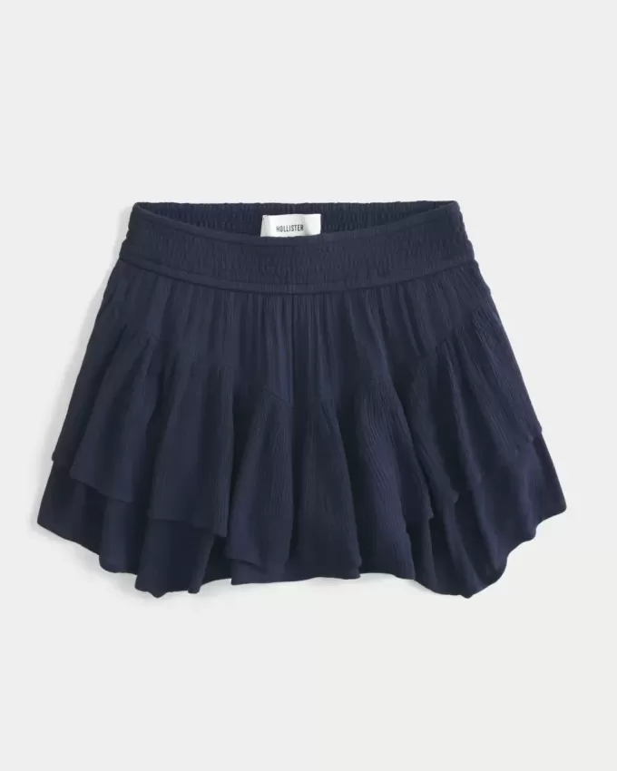 Asymmetrical Hem Tiered Mini Skort Asymmetrical Hem Tiered Mini Skort