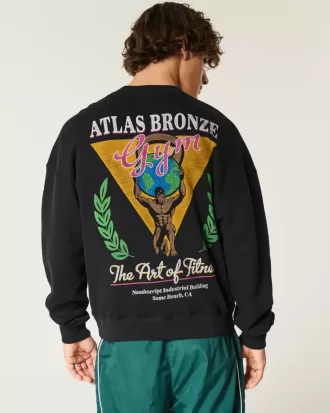 Boxy Atlas Bronze Gym Graphic Crew Sweatshirt