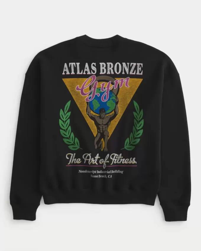 Boxy Atlas Bronze Gym Graphic Crew Sweatshirt Boxy Atlas Bronze Gym Graphic Crew Sweatshirt