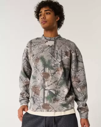Boxy Camo Logo Crew Sweatshirt