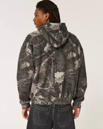 Boxy Camo Zip-Up Hoodie