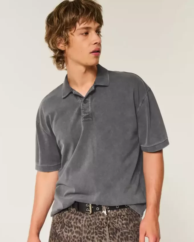 Boxy Crop Washed Polo