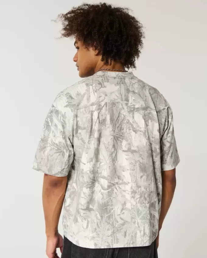 Boxy Heavyweight Crop Camo Crew T-Shirt