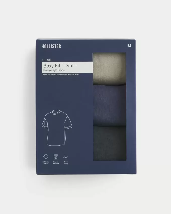 Boxy Heavyweight Washed Crew T-Shirt 3-Pack