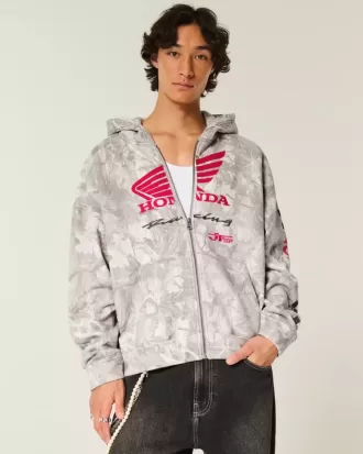 Boxy Honda Racing Graphic Zip-Up Hoodie Boxy Honda Racing Graphic Zip-Up Hoodie