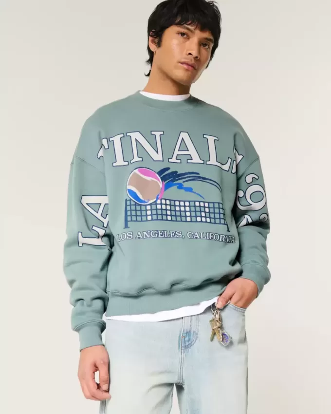 Boxy LA Finals Tennis Graphic Crew Sweatshirt Boxy LA Finals Tennis Graphic Crew Sweatshirt