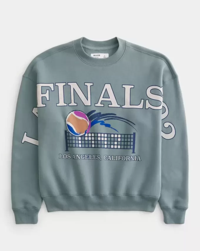 Boxy LA Finals Tennis Graphic Crew Sweatshirt Boxy LA Finals Tennis Graphic Crew Sweatshirt