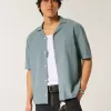 Boxy Linen-Blend Short-Sleeve Shirt