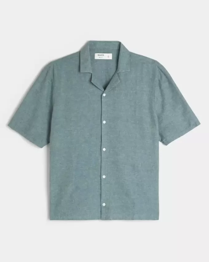 Boxy Linen-Blend Short-Sleeve Shirt