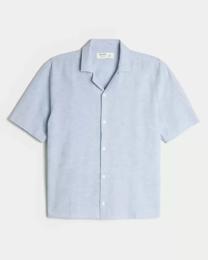 Boxy Linen-Blend Short-Sleeve Shirt