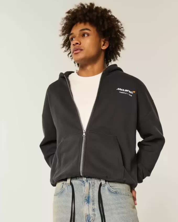 Boxy McLaren Graphic Zip-Up Hoodie