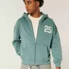 Boxy Number Graphic Zip-Up Hoodie