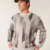 Boxy Pattern Crew Sweater