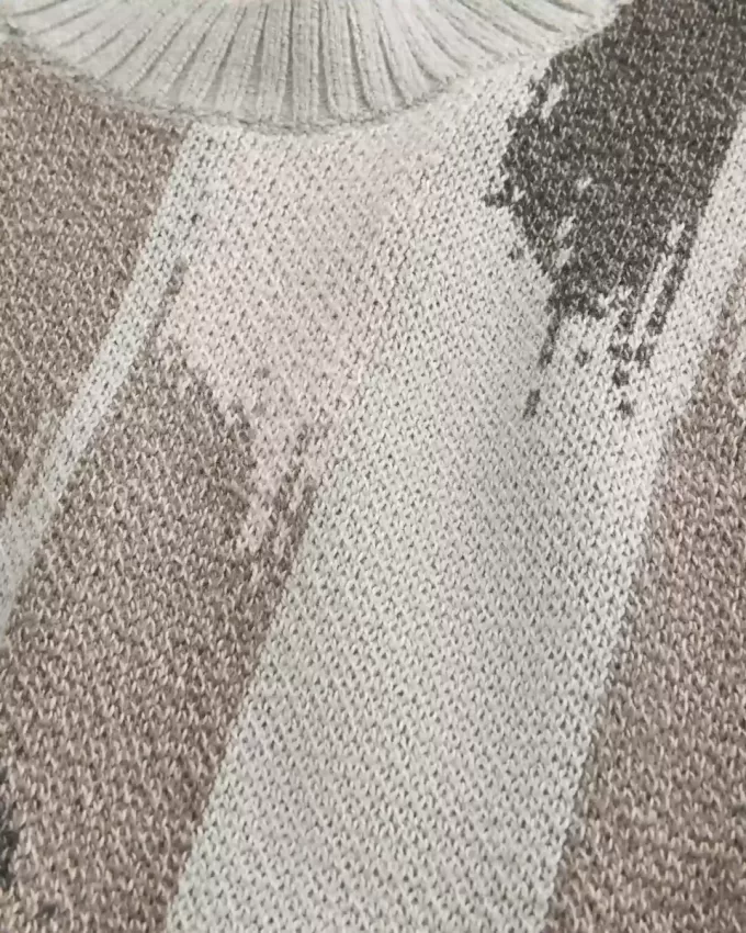 Boxy Pattern Crew Sweater