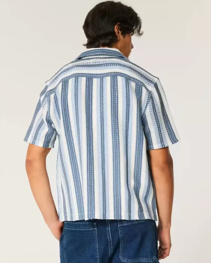 Boxy Short-Sleeve Crochet-Style Shirt