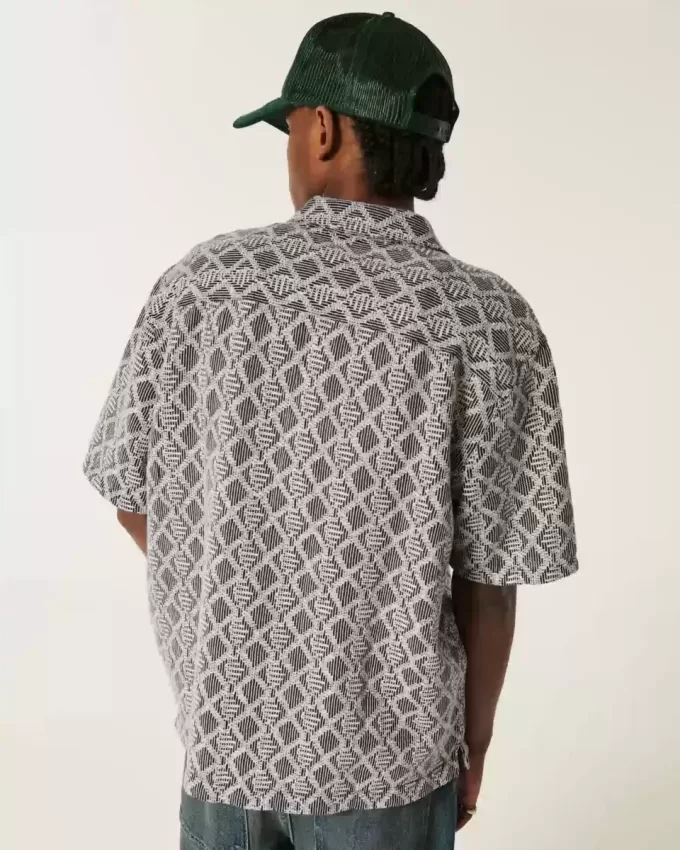 Boxy Short-Sleeve Crochet-Style Shirt