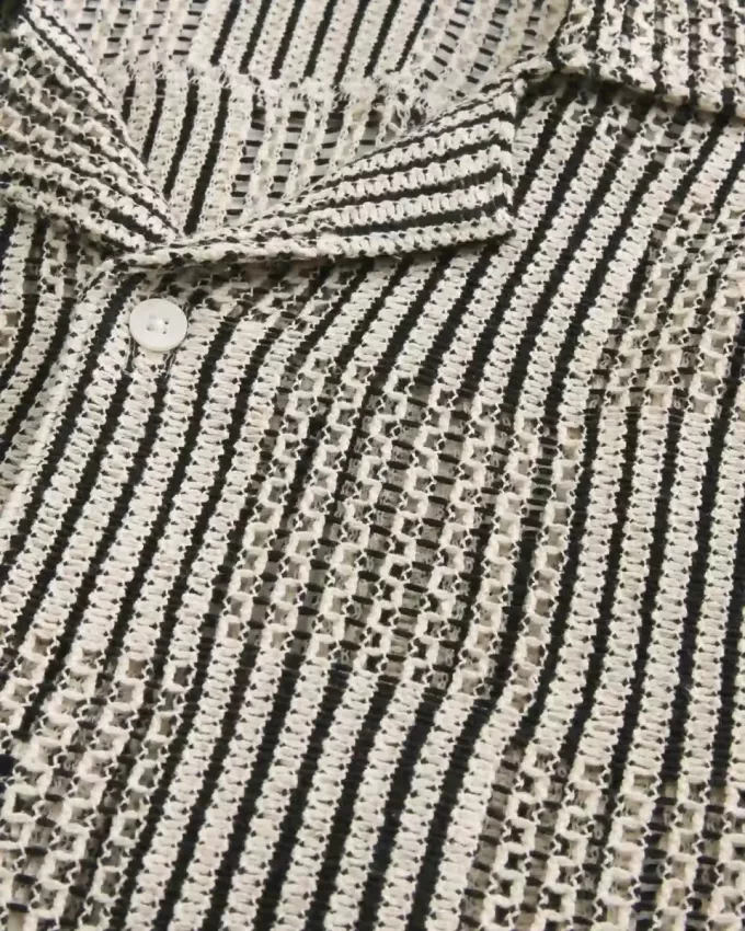 Boxy Short-Sleeve Crochet-Style Shirt