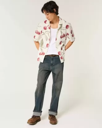 Boxy Short-Sleeve Linen-Blend Shirt