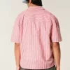 Boxy Short-Sleeve Linen-Blend Shirt
