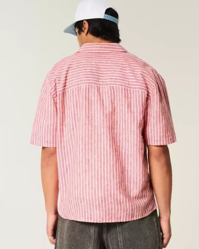 Boxy Short-Sleeve Linen-Blend Shirt