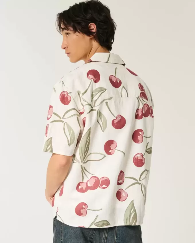 Boxy Short-Sleeve Linen-Blend Shirt