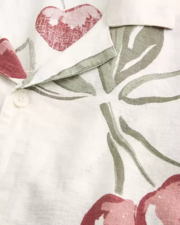 Boxy Short-Sleeve Linen-Blend Shirt