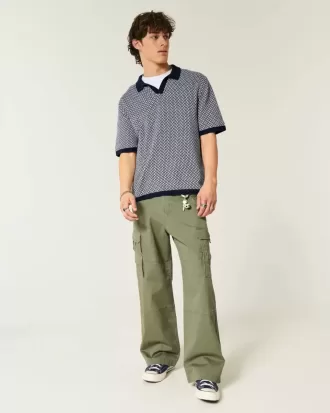 Boxy Short-Sleeve Sweater Polo