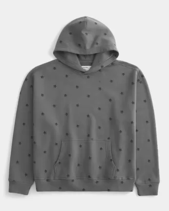 Boxy Star Pattern Hoodie