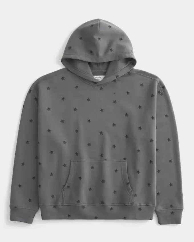 Boxy Star Pattern Hoodie
