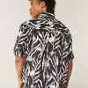 Boxy Tropical Fish Pattern Linen-Blend Shirt