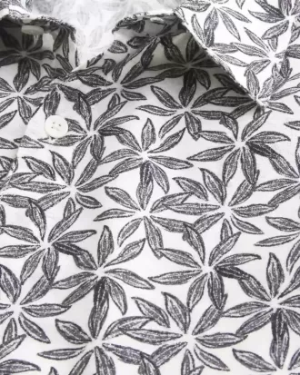 Boxy Tropical Pattern Linen-Blend Shirt