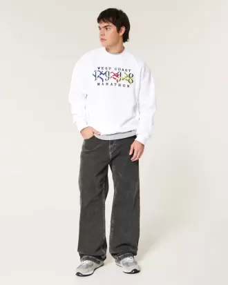 Boxy West Coast Marathon Graphic Crew Sweatshirt