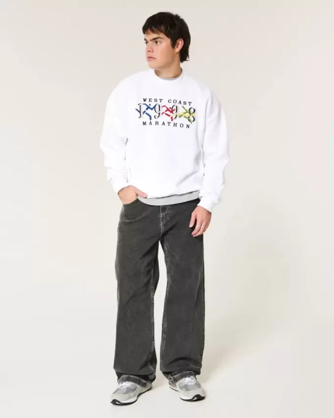 Boxy West Coast Marathon Graphic Crew Sweatshirt