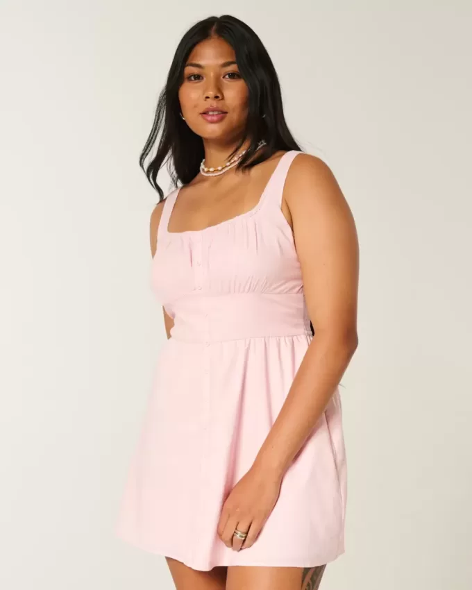 Button-Front Mini Dress