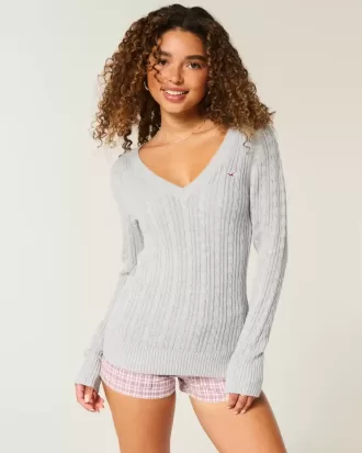 Cable-Knit Icon V-Neck Sweater
