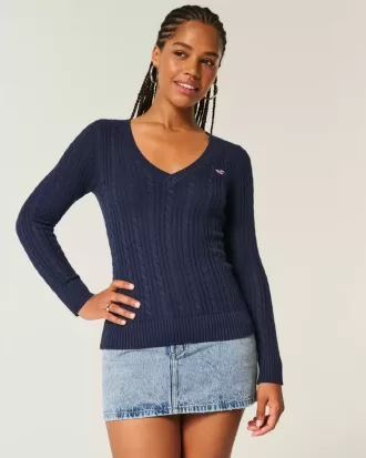 Cable-Knit Icon V-Neck Sweater