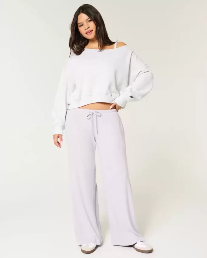 Cozy Ribbed Drawstring Baggy Pants Cozy Ribbed Drawstring Baggy Pants