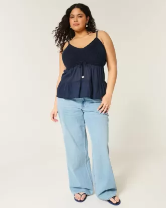 Crochet-Style Fabric Mix Top