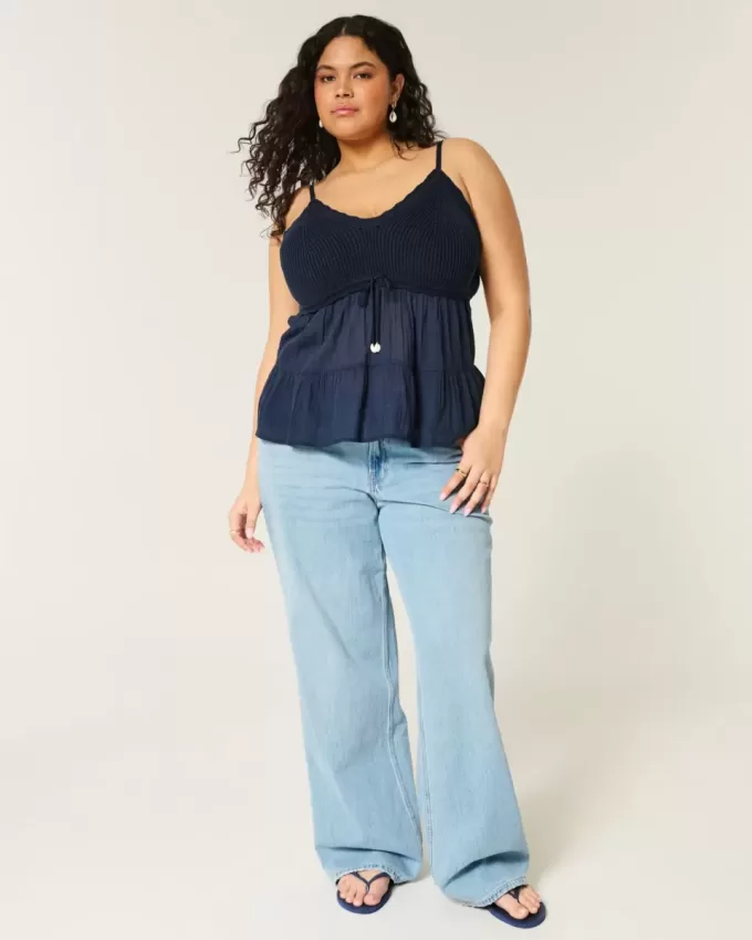 Crochet-Style Fabric Mix Top Crochet-Style Fabric Mix Top