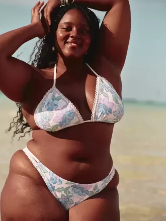 Crochet-Style Mixed High-Leg Cheeky Bikini Bottom