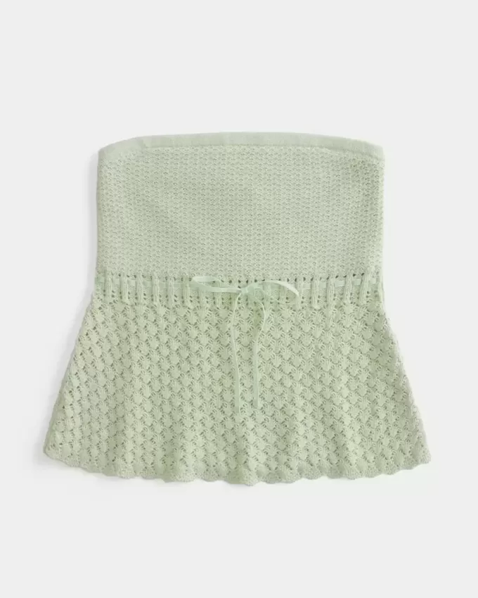 Crochet-Style Strapless Sweater Tube Top Crochet-Style Strapless Sweater Tube Top