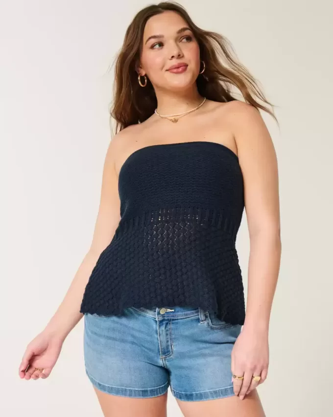 Crochet-Style Sweater Tube Top Crochet-Style Sweater Tube Top