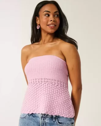 Crochet-Style Sweater Tube Top