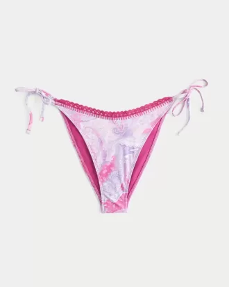 Crochet-Style Trim Side Tie Cheeky Bikini Bottom