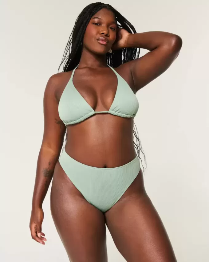 Curvy High-Leg High-Waist Ribbed Cheeky Bikini Bottom