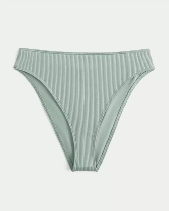 Curvy High-Leg High-Waist Ribbed Cheeky Bikini Bottom